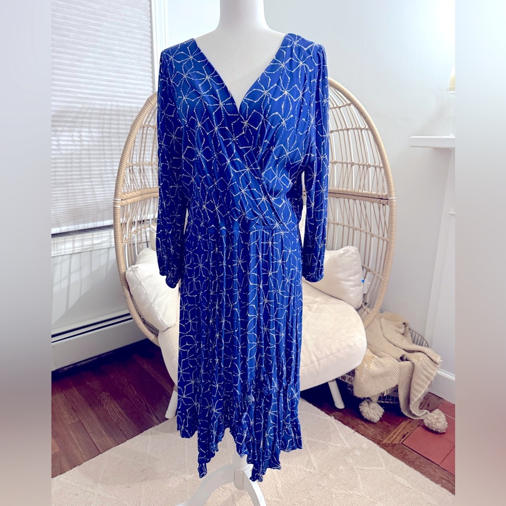 Plenty by Tracy Reese Blue Printed Midi Dress Women’s XL
